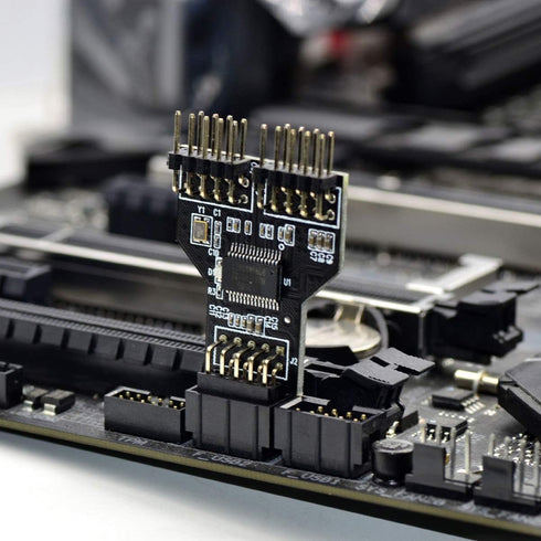 xiwai 9pin USB 2.0 Header Motherboard 1 to 2 Female Extension HUB Connector Adapter Port Multiplier