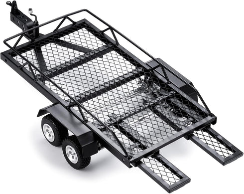 JGGZONE 4 1/24 SCX24 GX470 AXI00001 C10 FCX24 RC Trailer for Hauling Behind Car Heavy Duty Metal Flatbed Trailer