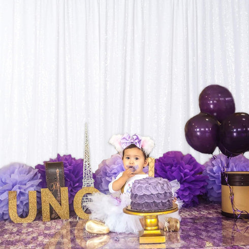 DUOBAO White Sequin Backdrop Curtain - 7x7 Ft Pear White Sequin Curtain for Baby Shower & Wedding Photos