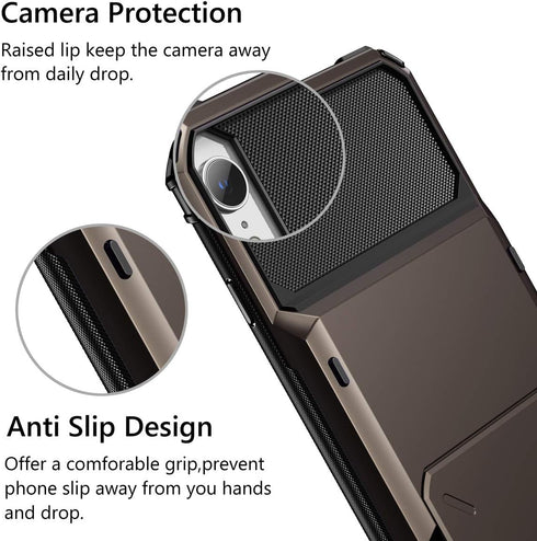 Vofolen Case for iPhone XR, Wallet ID Slot Credit Card Holder, Scratch Resistant Dual Layer Protective Cover
