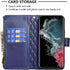 Asuwish Wallet Case for Samsung Galaxy S22 Ultra 5G - Leather Flip, Credit Card Holder, Tempered Glass, Blue.