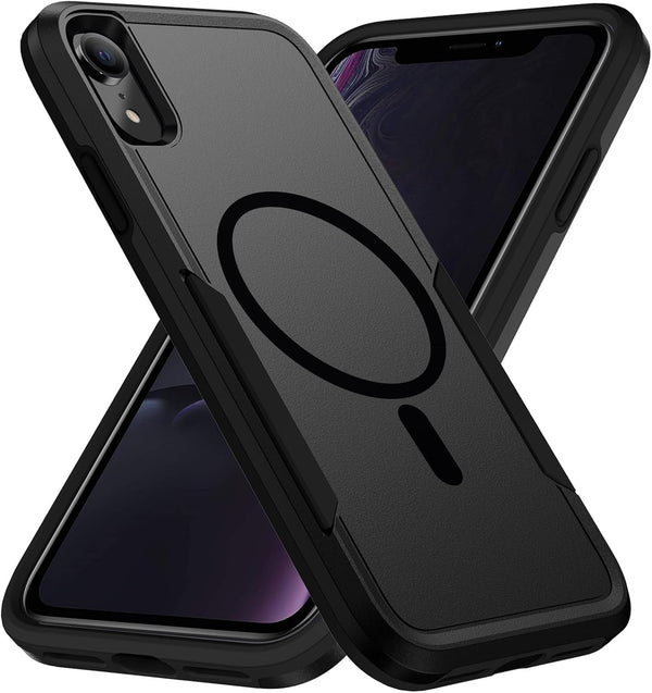 Strong Magnetic Heavy Duty Case for iPhone XR, Military Grade Drop Tested, 6.1 inch, Black