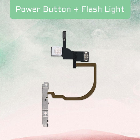 Power Button Flash Light Flex Cable Replacement for iPhone Xs Mic On/Off Control Flashlight Switch for iPhone Xs Max with Pre-Installed Assembly Metal Bracket Holder for XSMAX