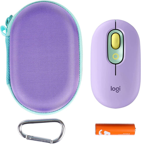 co2CREA Hard Case Replacement for Logitech POP Wireless Mouse, Purple Case + Daydream Mint Zipper