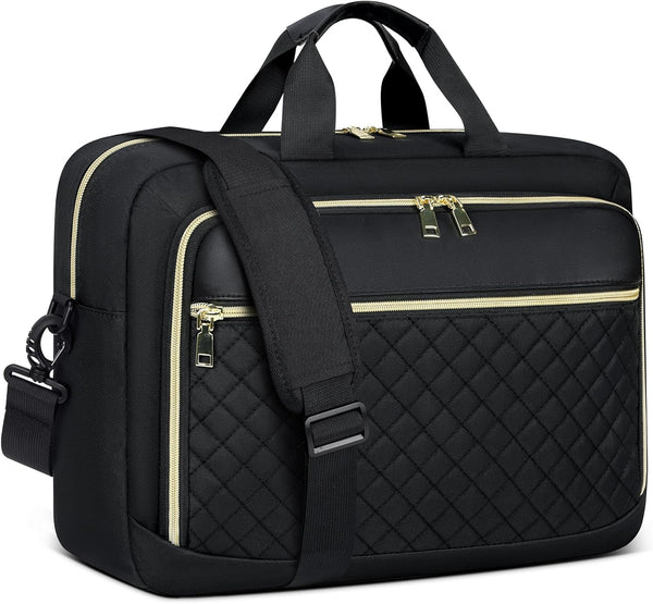 NEWHEY Laptop Bag 15.6 Inch Briefcase for Women Men, Waterproof Messenger Bag for Business Office Work, Black