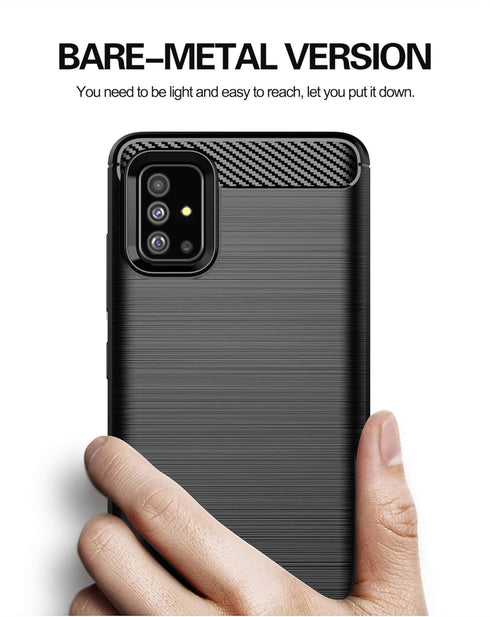 MAIKEZI Soft TPU Slim Fashion Anti-Fingerprint Phone Case Cover for Samsung Galaxy A51 4G (Black Brushed TPU)