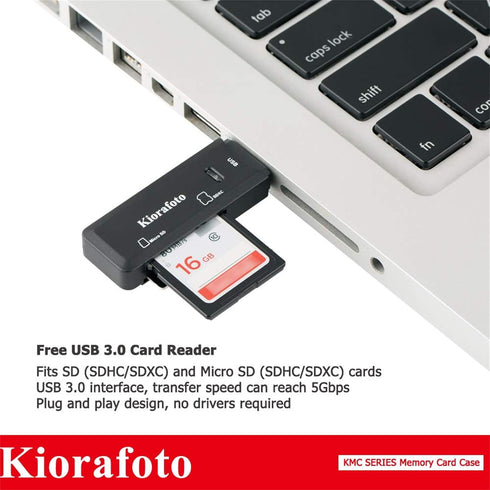 Memory Card Reader + 10 SD + 16 TF + 4 SIM, Magnetic Closure Memory Card Case Holder Organizer