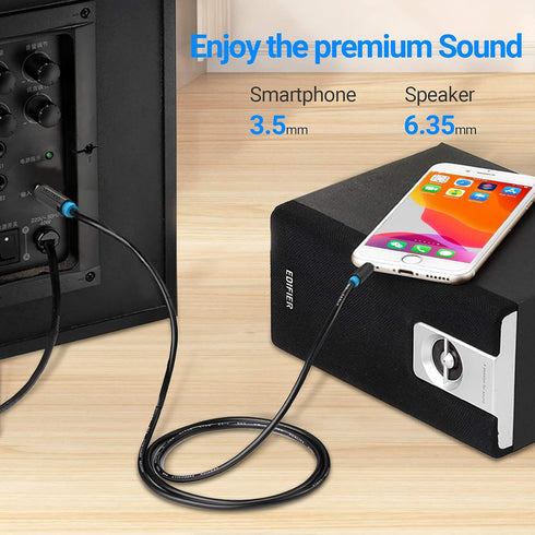 VENTION 3.5mm to 6.35mm Cable, 1/4" to 1/8" Adapter Male to Male TRS Stereo Audio Aux Jack Cable, 6FT
