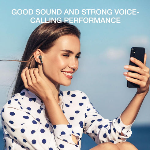 T11 Wireless Earbuds with LED Power Display for iPhone Android, 50H Play Time, Waterproof Bluetooth Mic (Black)