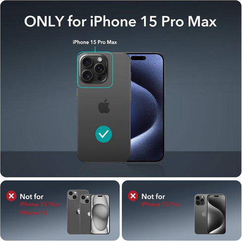 ESR for iPhone 15 Pro Max Case Set, 1 Set Individual Lens Protectors, Compatible with MagSafe Phone Case, Full-Coverage Military-Grade Protection, Scratch Resistant, Armor Series,Clear Black