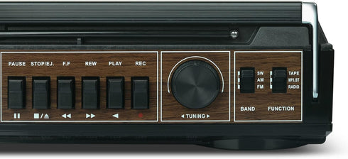 Audiobox 2 MP3 Cassette 3.5mm Retrobox Bluetooth Boombox Speaker - Way Boombox System with AM/FM/SW Radio, Playback