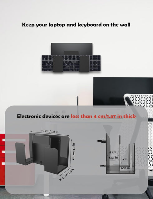 Universal Wall Mount for Laptop/Keyboard/Tablet/Router/Cable Box, Black Shelf Holder Organizer for Electronics Storage
