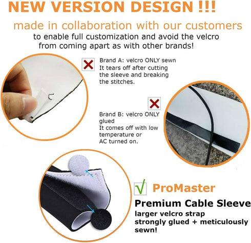 Premium 63'' Cable Management Sleeve, Adjustable Reversible Black and White Neoprene Cord Hider for TV, Desk, Home
