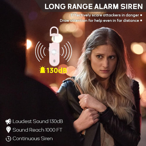 Personal Safety Alarm Keychain for Women 2PCS, Safe Sound Alarm for Women, Children & Elderly Emergency Call - 130 dB Loud Defense Siren with LED Strobe Light Personal Security Key Ring