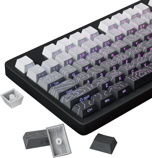 FunHub Shine Through PBT Keycaps - Black Double Shot Side Printed Backlit Keycaps