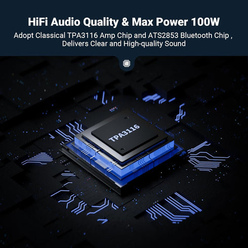 Mini Bluetooth Amplifier for Passive Speakers, Home Audio Receiver & Amplifier, 50W+50W Stereo, AUX/Bluetooth Input,
