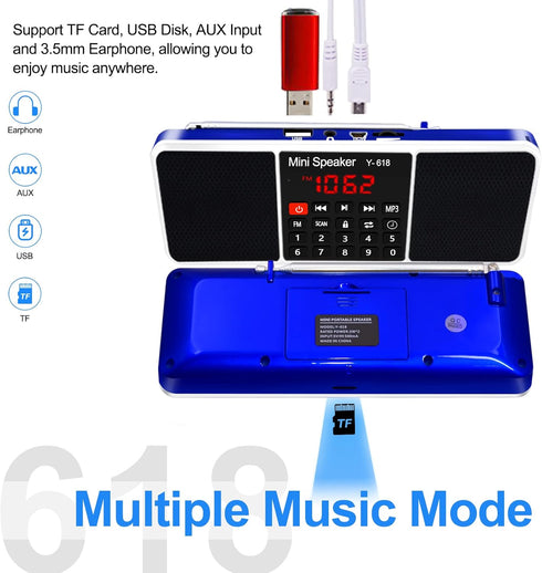 Multifunction Digital FM Radio Media Speaker - MP3 Music Player with TF Card USB Drive, LED Screen Display