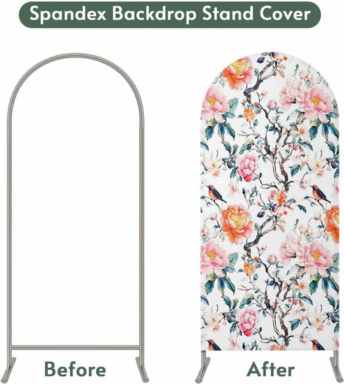 Jnbasdffb 7.2 Floral Blossom Wedding Arch Cover,Stretchy Spandex Arch Backdrop Stand Covers FT,Farmhouse Oil Painting