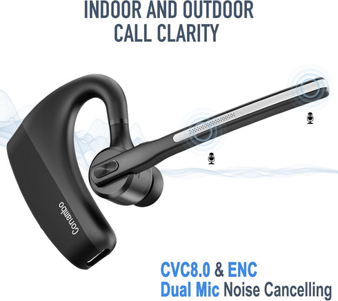 Conambo Bluetooth Headset 5.2, CVC8.0 Dual Mic Noise Cancelling Earpiece, 16Hrs Talktime Wireless Headset for Drivers