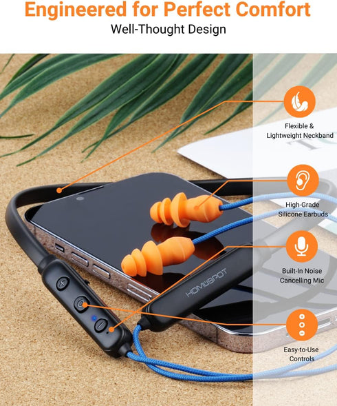 HomeSpot Noise Reduction Wireless Neckband Headphones, 20H Playtime, Qualcomm aptX HD, CVC Noise Cancelling Mic
