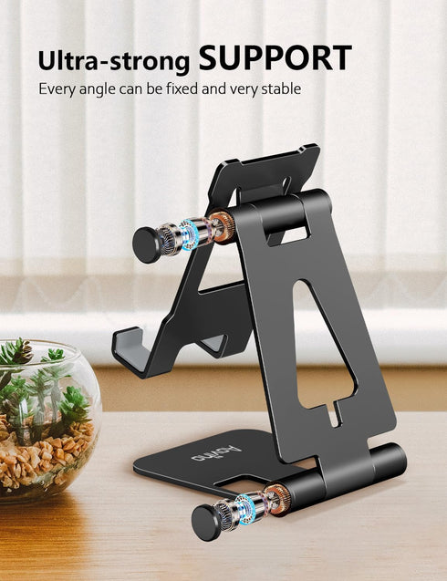 Cell Phone Stand for Desk, Adjustable Desktop Phone Holder Stand, Foldable Mobile Phone Dock for iPhone 15, 14, 13, 12,