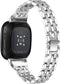 Bling Bands Compatible with Fitbit Versa 4/Sense 2/Versa 3/Sense, Women Dressy Slim Bracelet Metal Replacement Bands