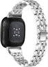 Bling Bands Compatible with Fitbit Versa 4/Sense 2/Versa 3/Sense, Women Dressy Slim Bracelet Metal Replacement Bands