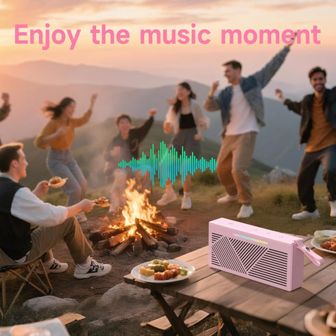 HOTTABLET IPX5 Bluetooth Speaker Wireless Portable Waterproof for Home Party Outdoor Beach, Pink