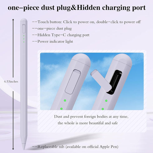 Stylus Pen for iPad 10&9th Gen, 14 Mins Faster Charge, Pencil Holder, Palm Rejection, Tilt Sensitivity for iPad Pro