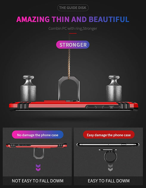 Androgate Case for Samsung Galaxy S10 Plus with HD Screen Protectors - Military-Grade Metal Ring Holder Kickstand,