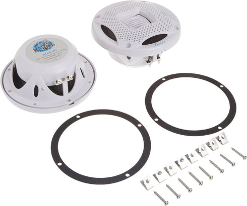 LANZAR Marine Speakers - 5.25 Inch 2 Way Water Resistant Audio System, 400 Watt Power, 1 Pair - AQ5CXW (White)