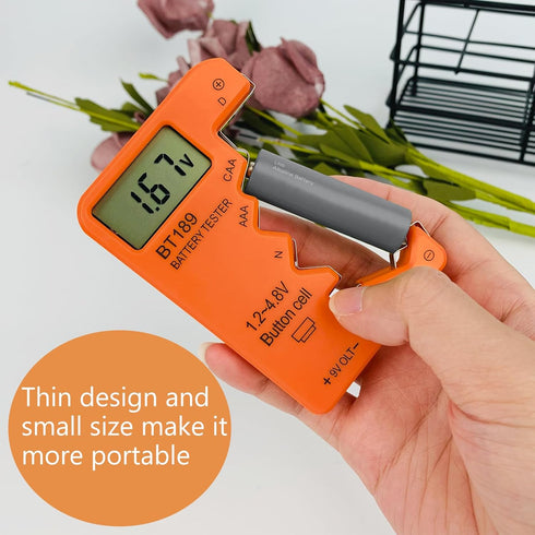 Universal Battery Tester Checker for AA AAA C D 9V 1.5V, Small Volt Checker, Orange Color