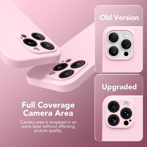 Chalk Pink iPhone 14 Pro Case, Silicone Shockproof, MagSafe Compatible, Full Camera Protection & 2 Screen Protectors.