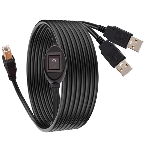 GIASYIEH 2 in 1 Printer Cable Splitter, USB B to Dual USB A