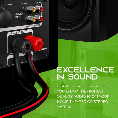 GearIT 12AWG Speaker Wire, Pro Series 20 Feet for Home Theater and Car Speakers, Black