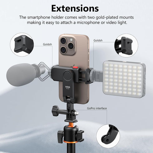 VRIG 11 10 9 8 7 6 5, 2, iPhone13 Phone Holder/Hot Shoe Mount Adapter Kit Compatible with Action Camera GoPro Hero DJI
