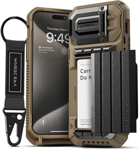 VRS DESIGN Damda Glide Ultimate Case for iPhone 15 Pro Max (2023) - Premium Wallet Case with Multi-Functional Strap