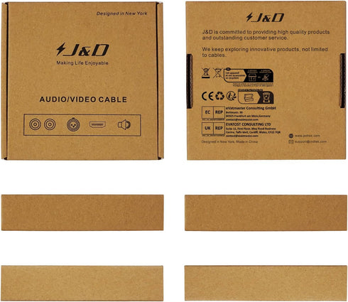 J&D RCA to 1/4 Audio Cable, Dual 1/4 inch TS to Dual RCA Stereo Interconnect Cable, 15 Feet