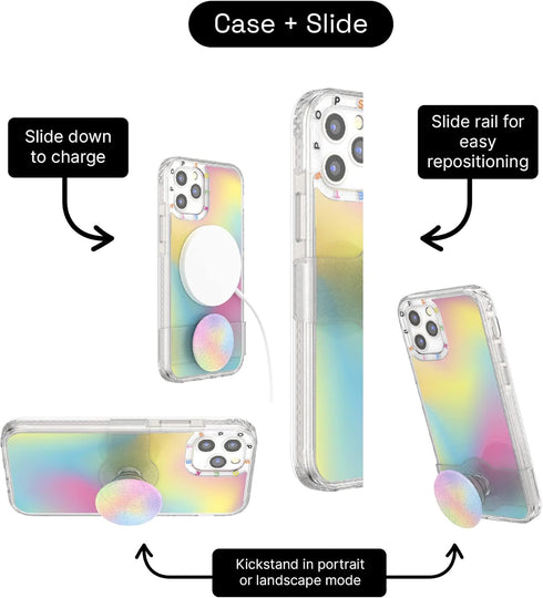 PopSockets iPhone 12/12 Pro Case - Abstract Design with Repositionable Slide Grip, Compatible with MagSafe