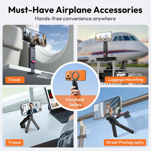 ULANZI MA88 17-12 360 Magnetic Airplane Phone Holder for MagSafe iPhone Series, Strongest Magnet Handsfree Phone Tripod