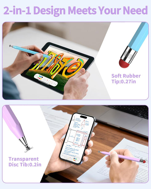DAXINGXING Touchscreen(2Pcs),2-in-1 Stylus Pen for Heavier Octagonal Retro Stylus,Suitable Stylus Pen