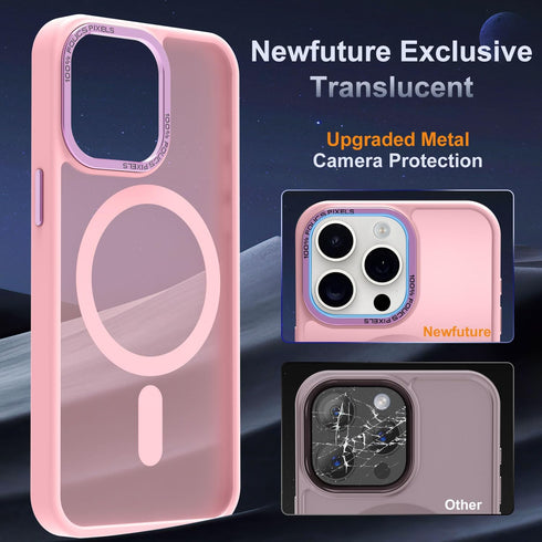 Upgraded Magnetic Slim Translucent Case for iPhone 15 Pro Max, Compatible with MagSafe, Tender Pink