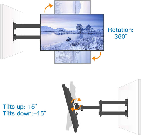 Full Motion TV Monitor Wall Mount Bracket for 13-42 Inch LED LCD Flat Curved Screen Monitors & TVs