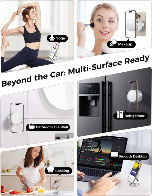 MAGIC JOHN 360 Upgrade Ultra Magnetic Phone Holders for Your Car, Foldable Car Phone Holder Mount for Dashboard