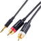 Amazon Basics 3.5 Aux to 2 x RCA Adapters, Audio Cable for Amplifiers, Active Speakers (15 Feet/4.6 m, Black)