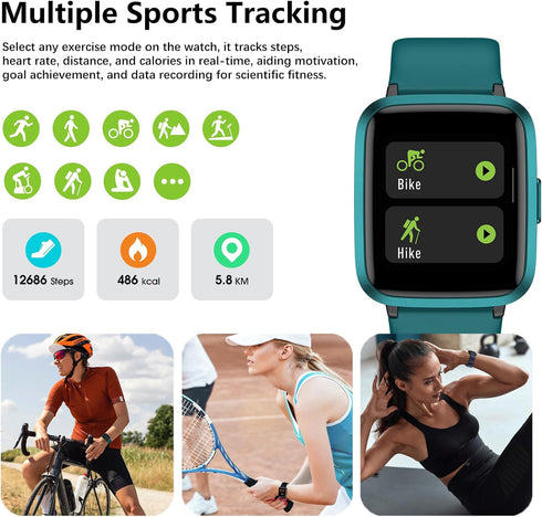 Kummel Smart Watch, Fitness Tracker with Blood Oxygen, Heart Rate & Sleep Monitor, Waterproof Pedometer for Men Women