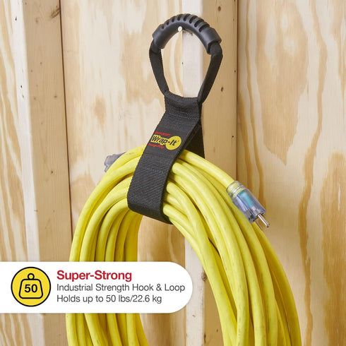 Easy-Carry Wrap-It Storage Straps, 22” (2-Pack) Heavy-Duty Hook and Loop Cord Carrying Strap