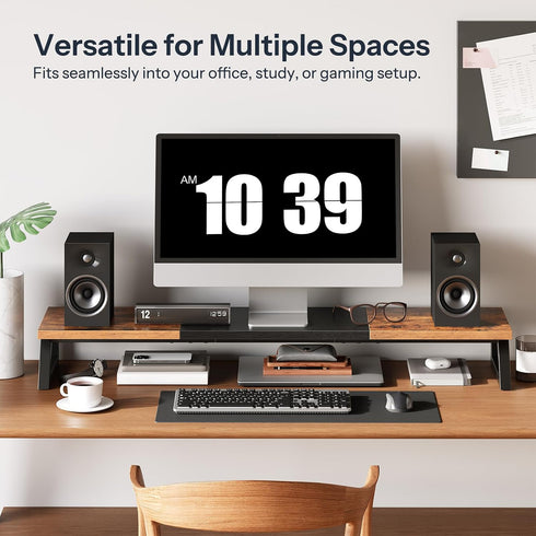 39 Inch 2 BF121CJ01 HOOBRO Dual Monitor Stand Riser, Large Computer Monitor Stand for Monitors, Computer Monitor Riser