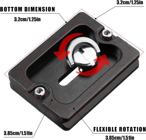 2 Pieces Metal Quick Release Plate with 1/4''-20 Screw Tripod Mount for DSLR Camera Tripod Ball Head, Black (PU50)