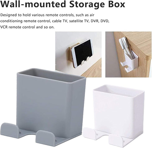 2 Pack Wall Mount Phone Holders - Adhesive Cell Phone Charging Brackets, Organizer Storage Box for Home Office.